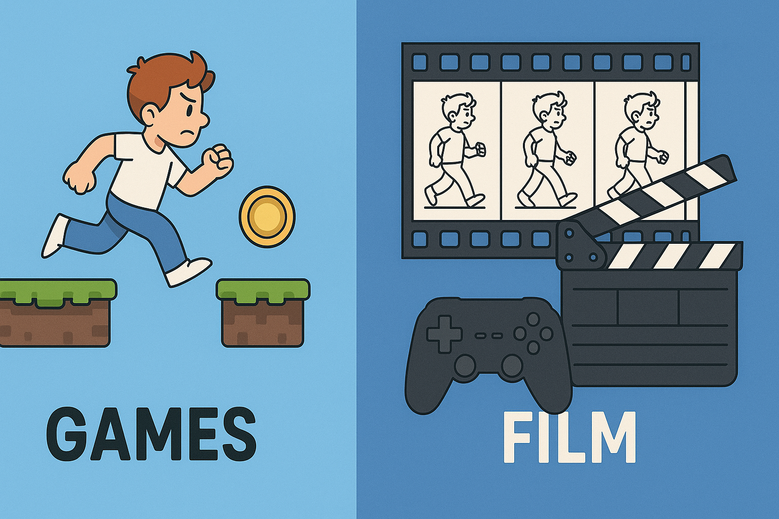 مبادئ الرسوم المتحركة للألعاب: الاختلافات عن الرسوم المتحركة السينمائية